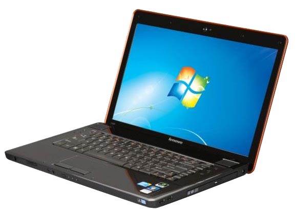 lenovo laptop open with windows logo on a starting screen