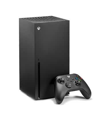 xbox game console in black with xbox console controller